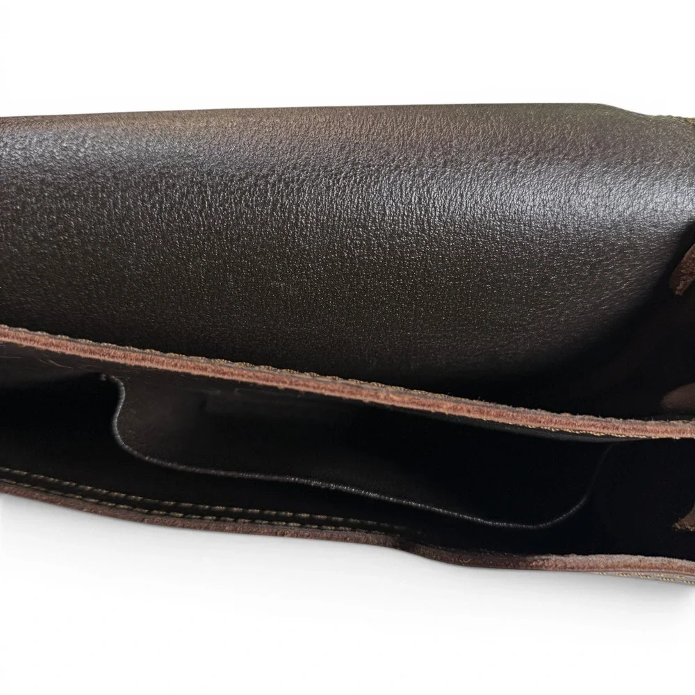 Saddleback Leather Thin Briefcase Dark Coffee Brown Leather Messenger